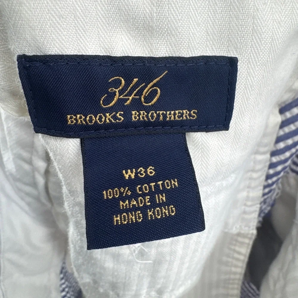 Brooks Brothers Shorts Mens Size 36 Blue White Striped Seersucker Pleated Cotton